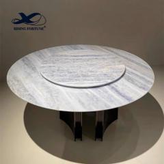 Base tournante ronde en métal d'or de table de salle à manger de marbre de style européen
