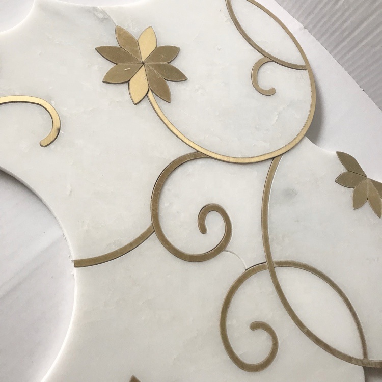 white marble brass inlay