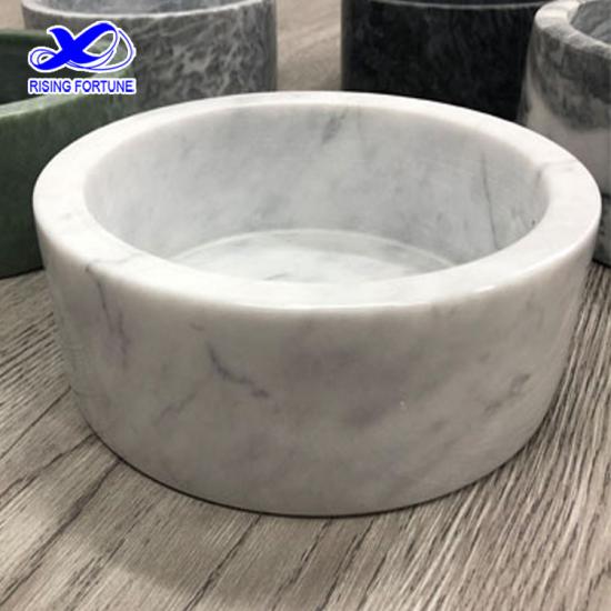 white marble pet bowl