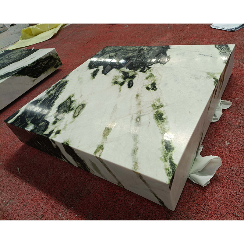 Green rectangle marble coffee table