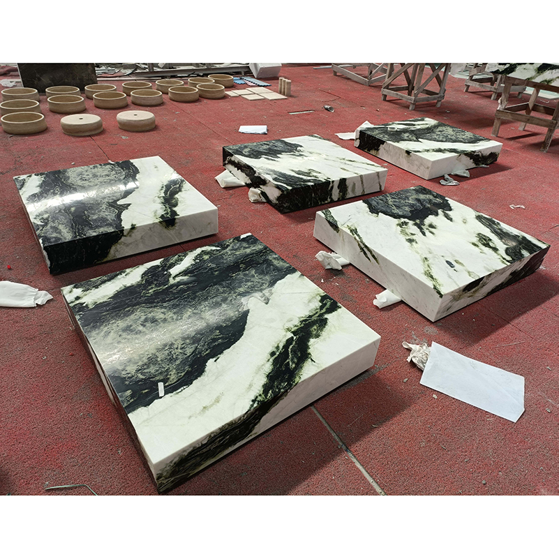 Green rectangle marble coffee table