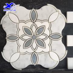 Waterjet white marble mosaic tile
