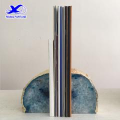 natural agate bookends blue