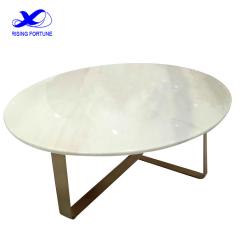 table de canapé en marbre blanc et cuivre