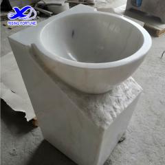 Bathroom white marble pedestal sink