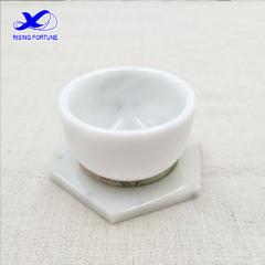 Polished white marble round tea cup