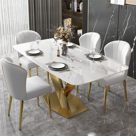 Ensemble de table à manger en dalle de pierre frittée rectangle carré artificiel personnalisé minimaliste italien
