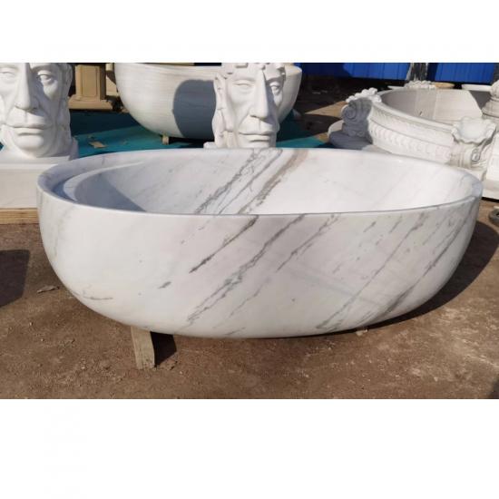baignoire autoportante en marbre blanc naturel

