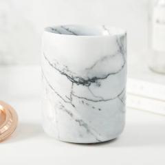 Custom Logo Marble Candle Jar With Metal Lids