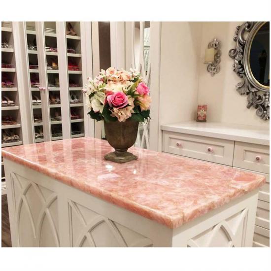 Dalle de pierre d'onyx rose quartz rose pour comptoir
