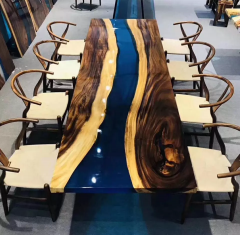 Solid Wood River Design Restaurant Resin Epoxy Table