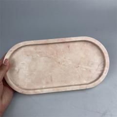 Pink Natural Marble Serving Tray Rounded Plate