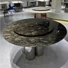 Custom Round natural marble table top stone base dinner room furniture coffee table luxury green marble dining table
