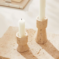 travertine candle stick holder for home decor