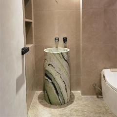 support de lavabo sur pied en marbre pour salle de bain
        