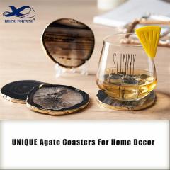 Christmas Luxury Natural Black Agate Cup Coasters for Coffee