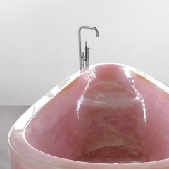 Pink Crystal Jade Onyx Stone Freestanding Soaking Bathtub