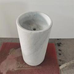 carrara white marble pedestal basin