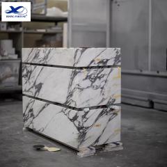 RF Luxury Home Glossy Bathroom Sink Container Marble Rectangular Bathroom Natural Marble Vanity Basin With Drawers For Washing