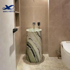 Supply Green Marble Sink Sangarila Verde Marble Pedestal Sink Wholesale Factory