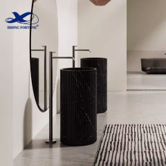 RF Factory wholesale Bathroom Sink solid surface Vanity Sinks Black Marble Stone Freestanding Wash Basins Pedestal Toilet Sink