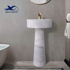 RF factory wholesale customizable Fluted marble sink bathroom black marble pedestal basin washing sink for bathroom