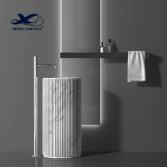 Italian Carrara White Marble Free Standing Washbasin