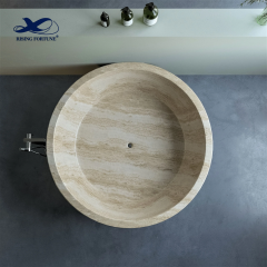 Customize Oval Bathroom Freestanding travertine bathtub Natural Stone Beige Travertine Bathtub for sale good price