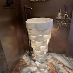 carrara marble pedestal sink