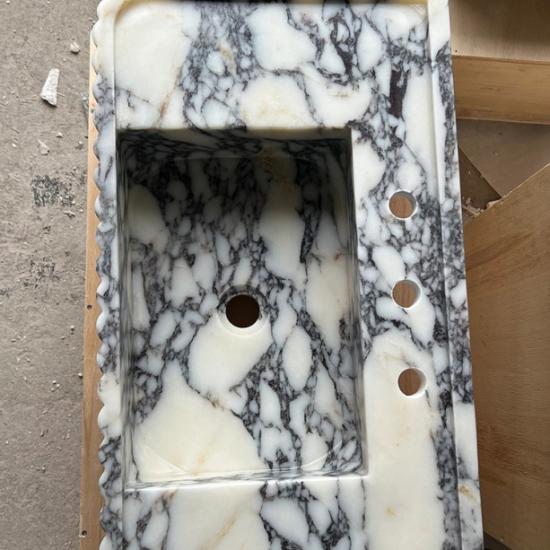 Évier de salle de bain en marbre strié Calacatta Viola luxueux RF Marble & Home