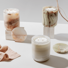 pots à bougies en onyx blanc