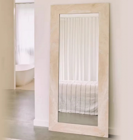RF-Miroir en pied irrégulier de luxe en onyx et marbre pour décoration d'intérieur