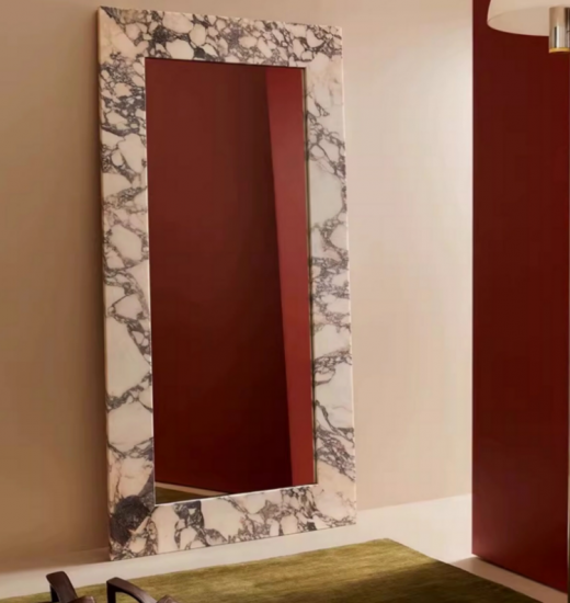 RF-Miroir en pied irrégulier de luxe en onyx et marbre pour décoration d'intérieur