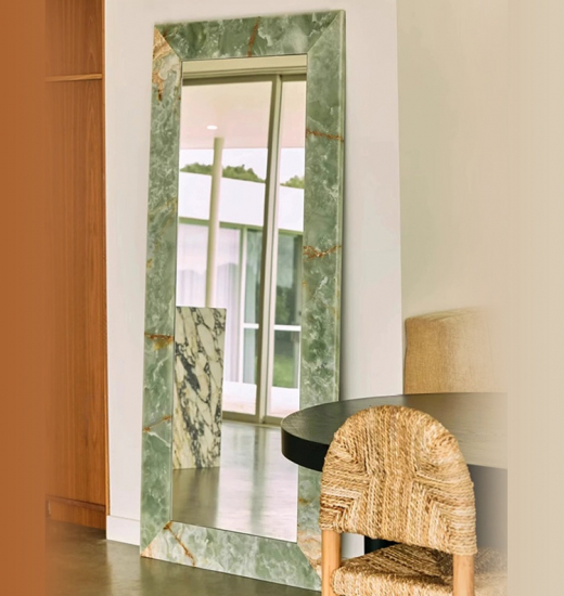 RF-Miroir en pied irrégulier de luxe en onyx et marbre pour décoration d'intérieur