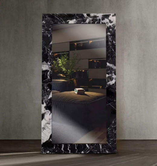 RF-Miroir en pied irrégulier de luxe en onyx et marbre pour décoration d'intérieur