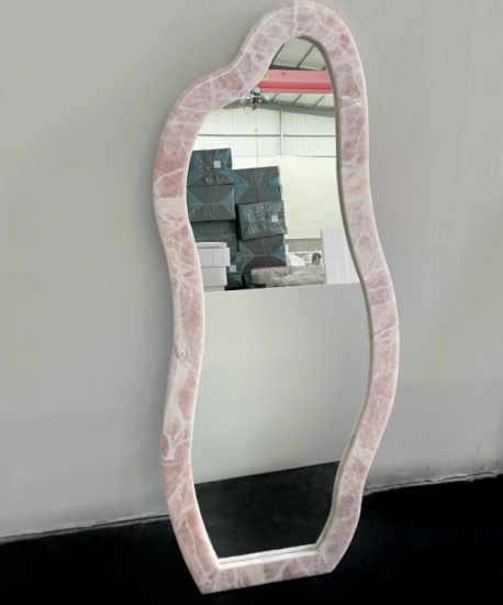 RF-Miroir mural ou à poser sur pied avec cadre en pierre, formes multiples irrégulières et rectangulaires