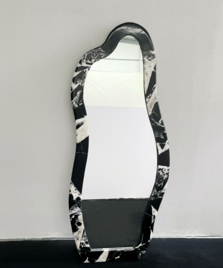 RF-Miroir mural ou à poser sur pied avec cadre en pierre, formes multiples irrégulières et rectangulaires