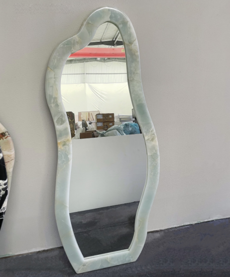 RF-Miroir mural ou à poser sur pied avec cadre en pierre, formes multiples irrégulières et rectangulaires