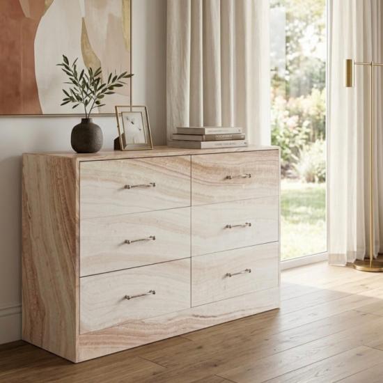 RF Commode moderne avec plateau en marbre, meuble de rangement en bois massif, mobilier de maison