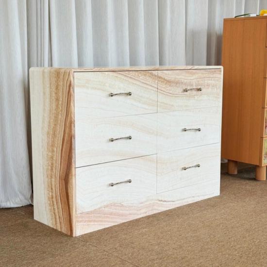 RF Commode moderne avec plateau en marbre, meuble de rangement en bois massif, mobilier de maison