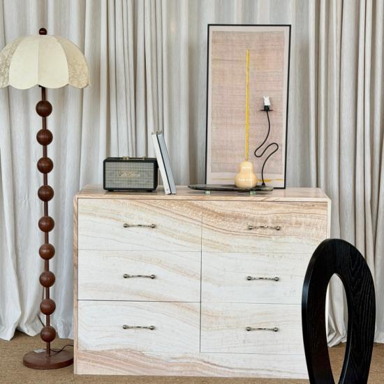 RF Commode moderne avec plateau en marbre, meuble de rangement en bois massif, mobilier de maison