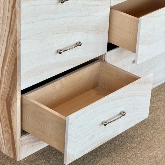 RF Commode moderne avec plateau en marbre, meuble de rangement en bois massif, mobilier de maison
